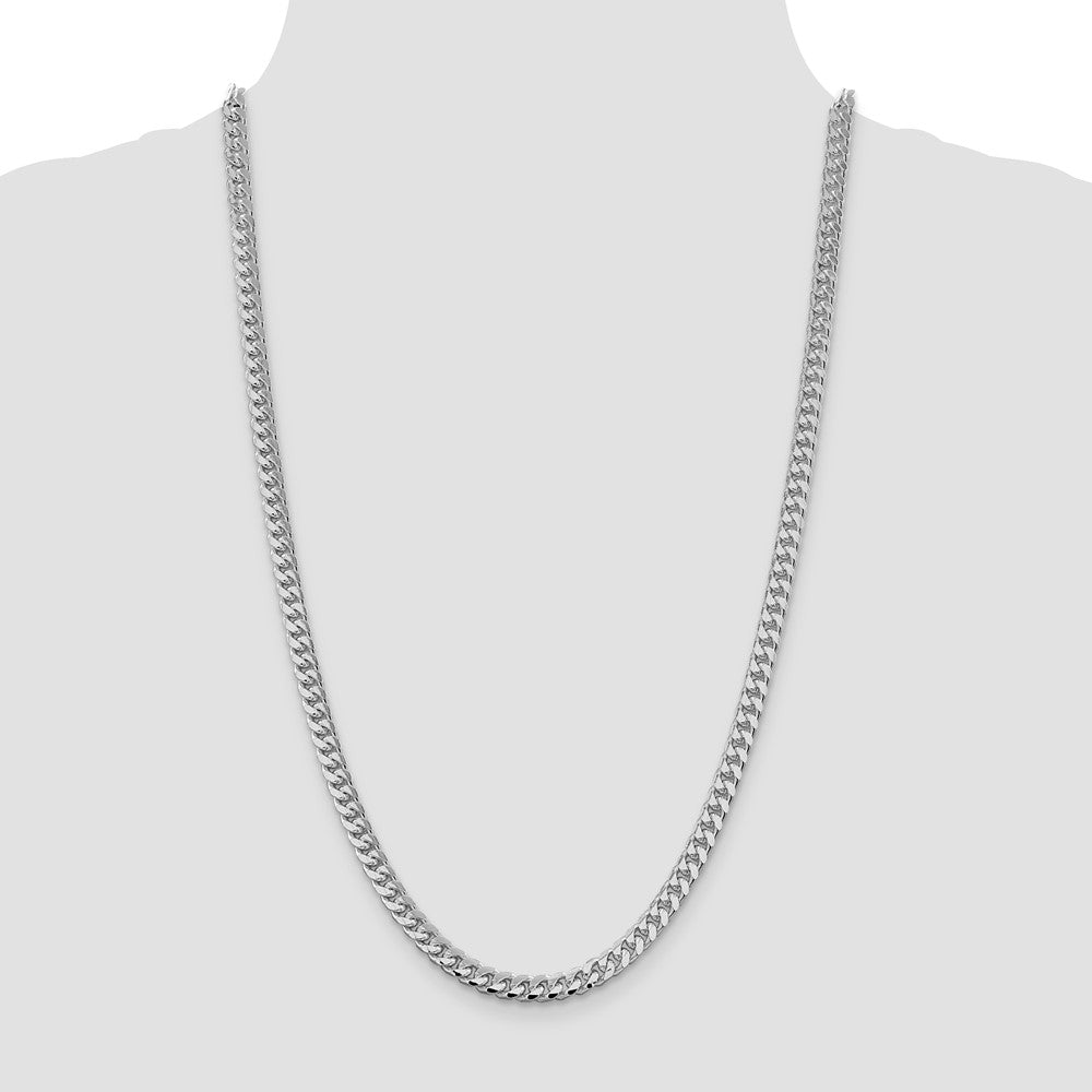 Sterling Silver Rhodium-plated 6mm Domed w/ Side D/C Curb 26 Inch Chain