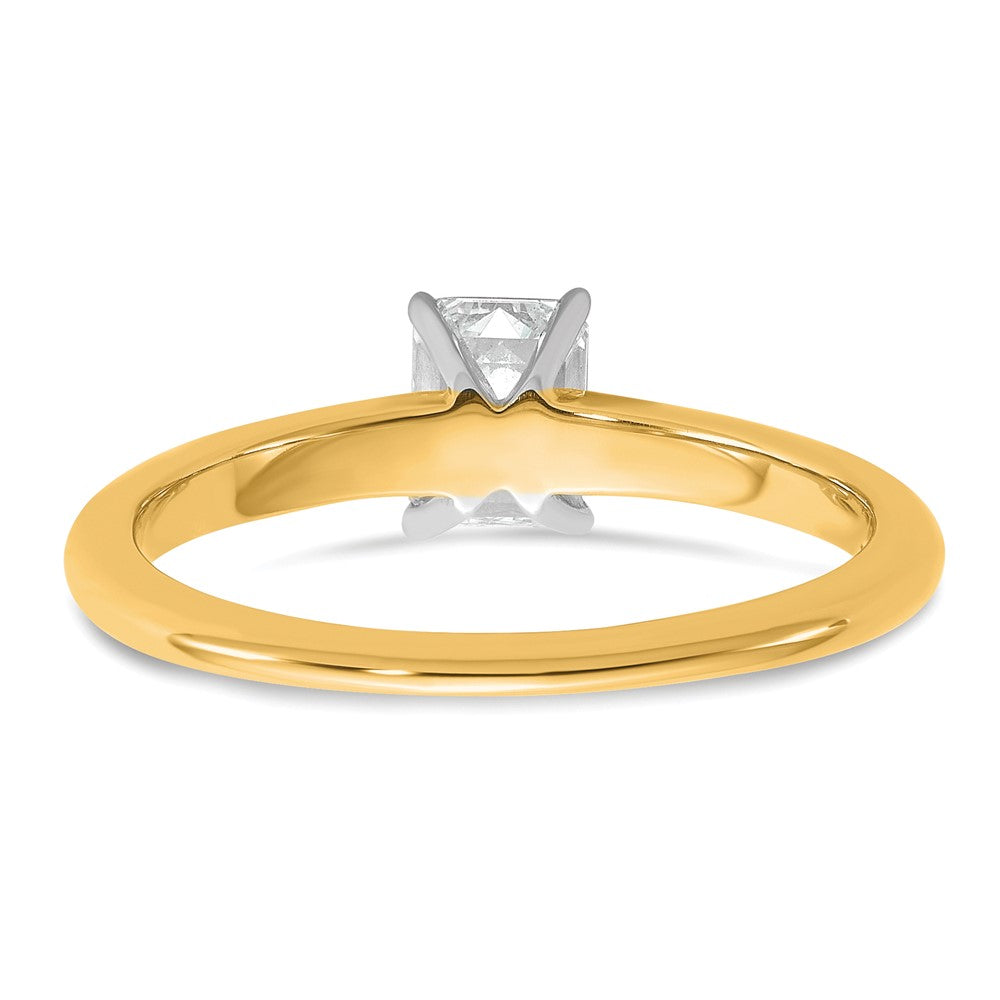 14K Two-Tone Gold Two-tone 3/4 carat Certified Lab Grown Diamond VS+ F+ Emerald Solitaire Complete Engagement Ring