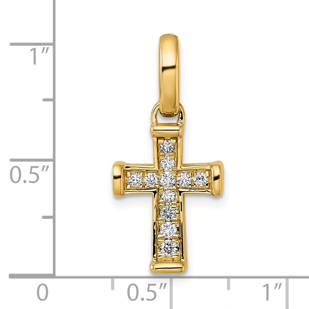 14K Yellow Gold Small 1/5 carat Diamond Latin Cross Pendant