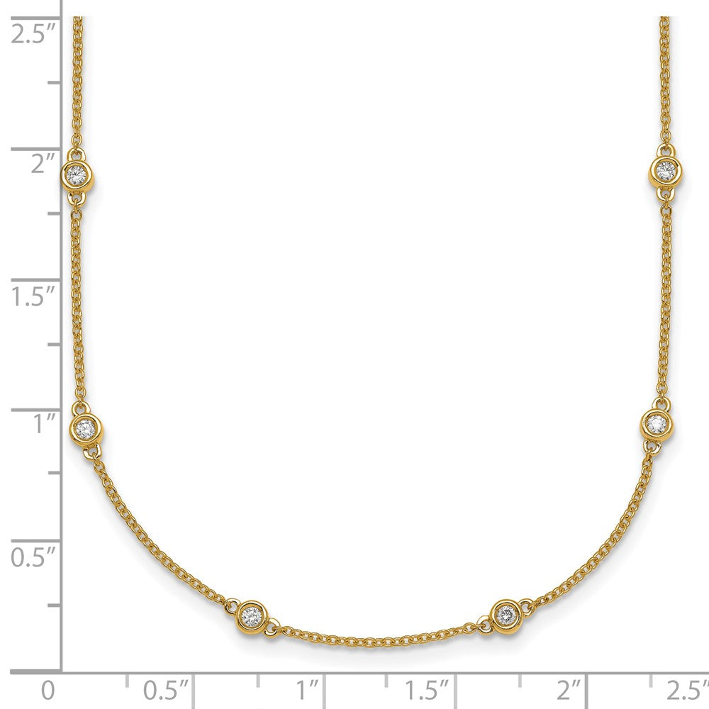 14K Yellow Gold Complete 1/2 carat Bezel-set Diamond and Cable Chain 20-Station 20 Inch Necklace