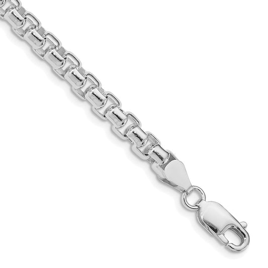 Sterling Silver Rhodium-plated 5.2mm Round Box 18 Inch Chain