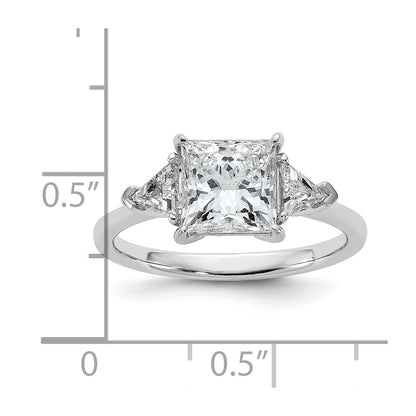14K White Gold 1/2 carat Lab Grown Diamond VS/SI+ G+ Trillion and 2 carat Princess Center Semi Mount Three Stone Engagement Ring