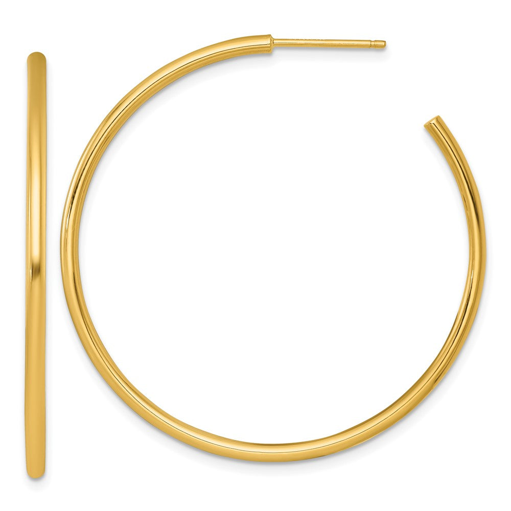 14K Yellow Gold Polished 2.0 x 45mm Tube C-Hoop Post Earrings