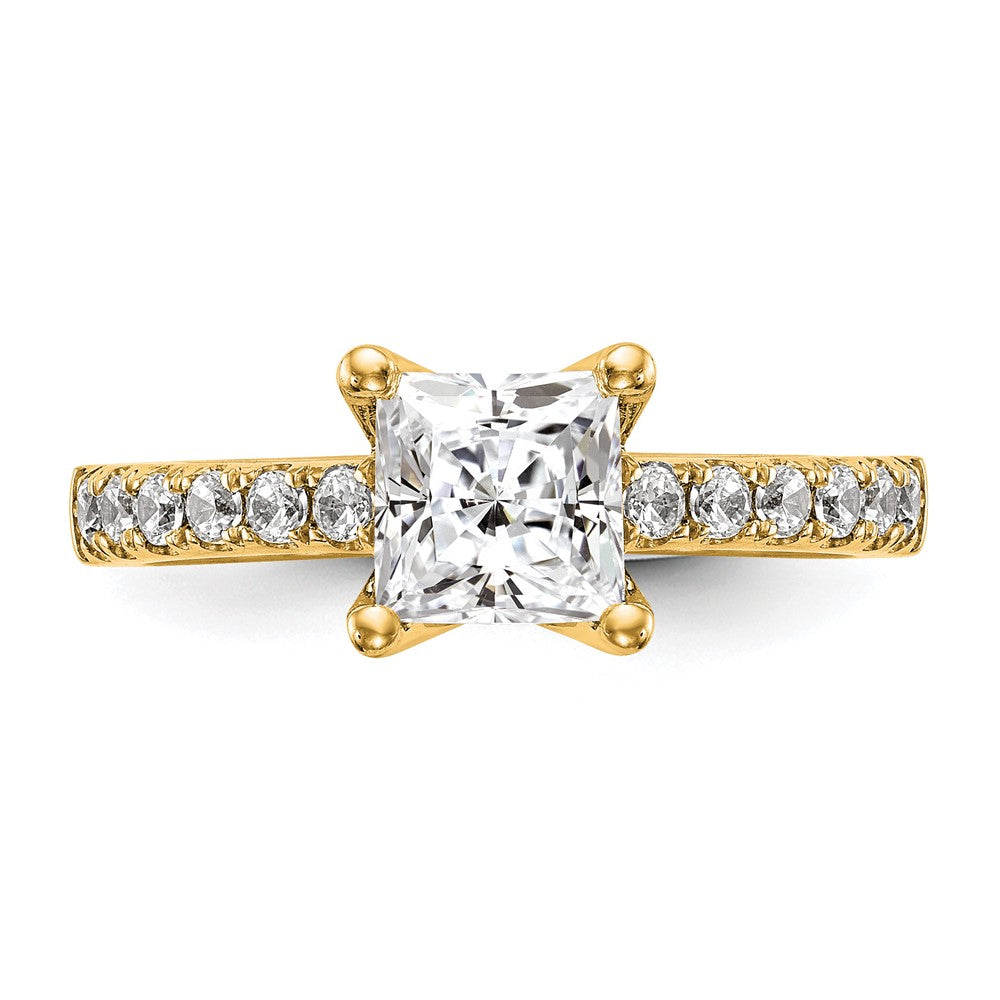 True Origin 14K Yellow Gold 1/5 carat Lab Grown Diamond VS+ F+ Semi-Mount Princess Engagement Ring