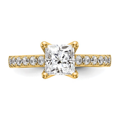 True Origin 14K Yellow Gold 1/5 carat Lab Grown Diamond VS+ F+ Semi-Mount Princess Engagement Ring