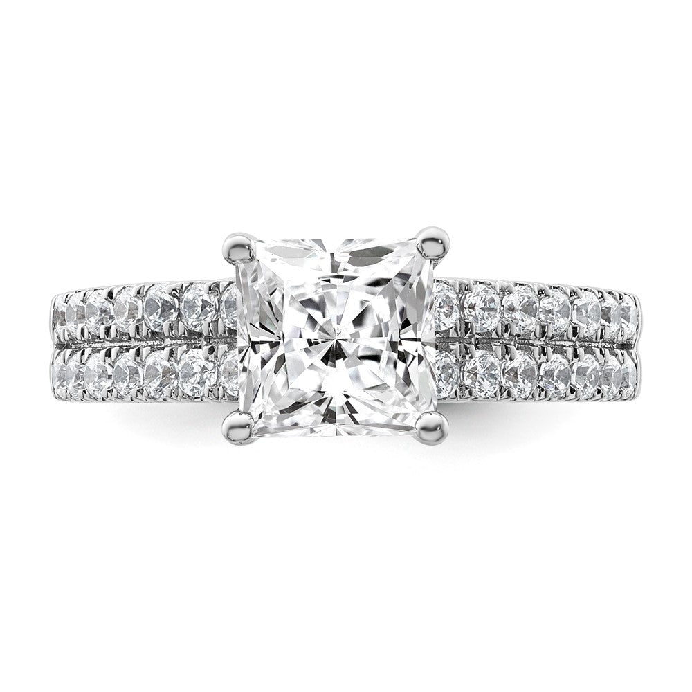 14K White Gold 1/2 carat Lab Grown Diamond VS/SI+ G+ 1 1/2 carat Princess Center Semi Mount Engagement Ring