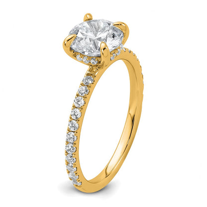 14K Yellow Gold 2 carat Certified Lab Grown Diamond VS+ F+ Round Complete Solitaire with Flair Engagement Ring