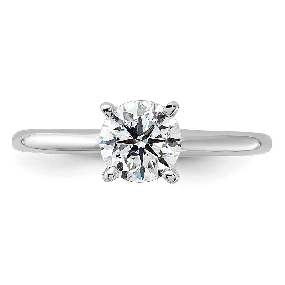 14K White Gold 1 carat Lab Grown Diamond VS+ F+ Round Complete Solitaire Engagement Ring