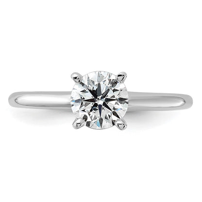 14K White Gold 1 carat Lab Grown Diamond VS+ F+ Round Complete Solitaire Engagement Ring