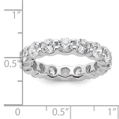 14K White Gold Polished Size 7.5 Shared Prong 4 carat Diamond Complete Eternity Wedding Band Ring