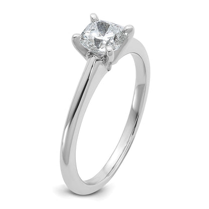 14K White Gold 3/4 carat Lab Grown Diamond VS+ F+ Cushion Complete Solitaire Engagement Ring