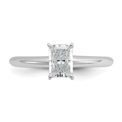 14K White Gold 3/4 carat Lab Grown Diamond VS+ F+ Radiant Solitaire Complete Engagement Ring