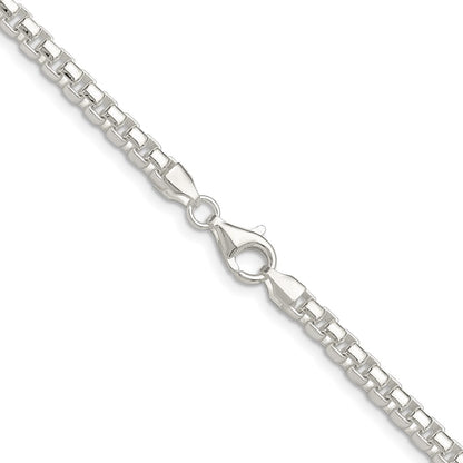 Sterling Silver Polished 4mm Round Box 30 Inch Chain
