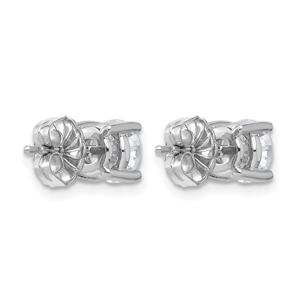 14K White Gold 2 carat Lab Grown Diamond VS+ F+ Round Complete Four Prong Lightweight Stud Earrings