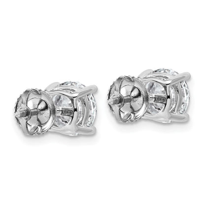 14K White Gold 4 carat Lab Grown Diamond VS+ F+ Round Complete Four Prong Lightweight Screwback Stud Earrings