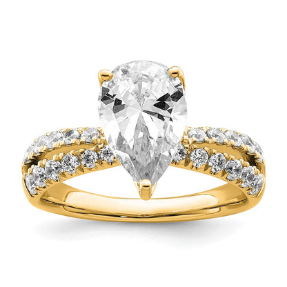 True Origin 14K Yellow Gold 2 5/8 carat Lab Grown Diamond VS+ F+ Complete Pear Engagement Ring