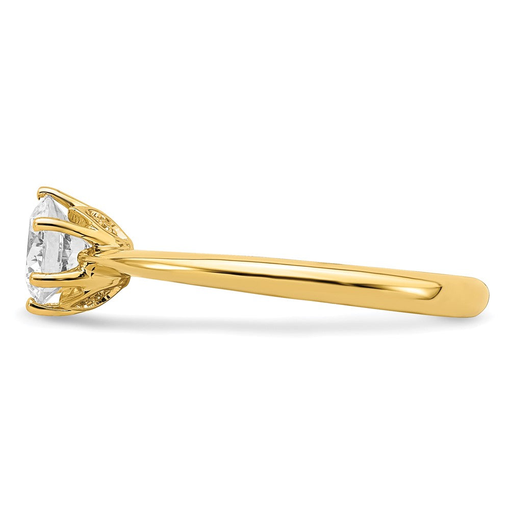 14K Yellow Gold (Holds 3/4 carat (5.80 mm) Round) 4-Prong with .02 carat Diamond Leaf Design Semi-Mount Engagement Ring