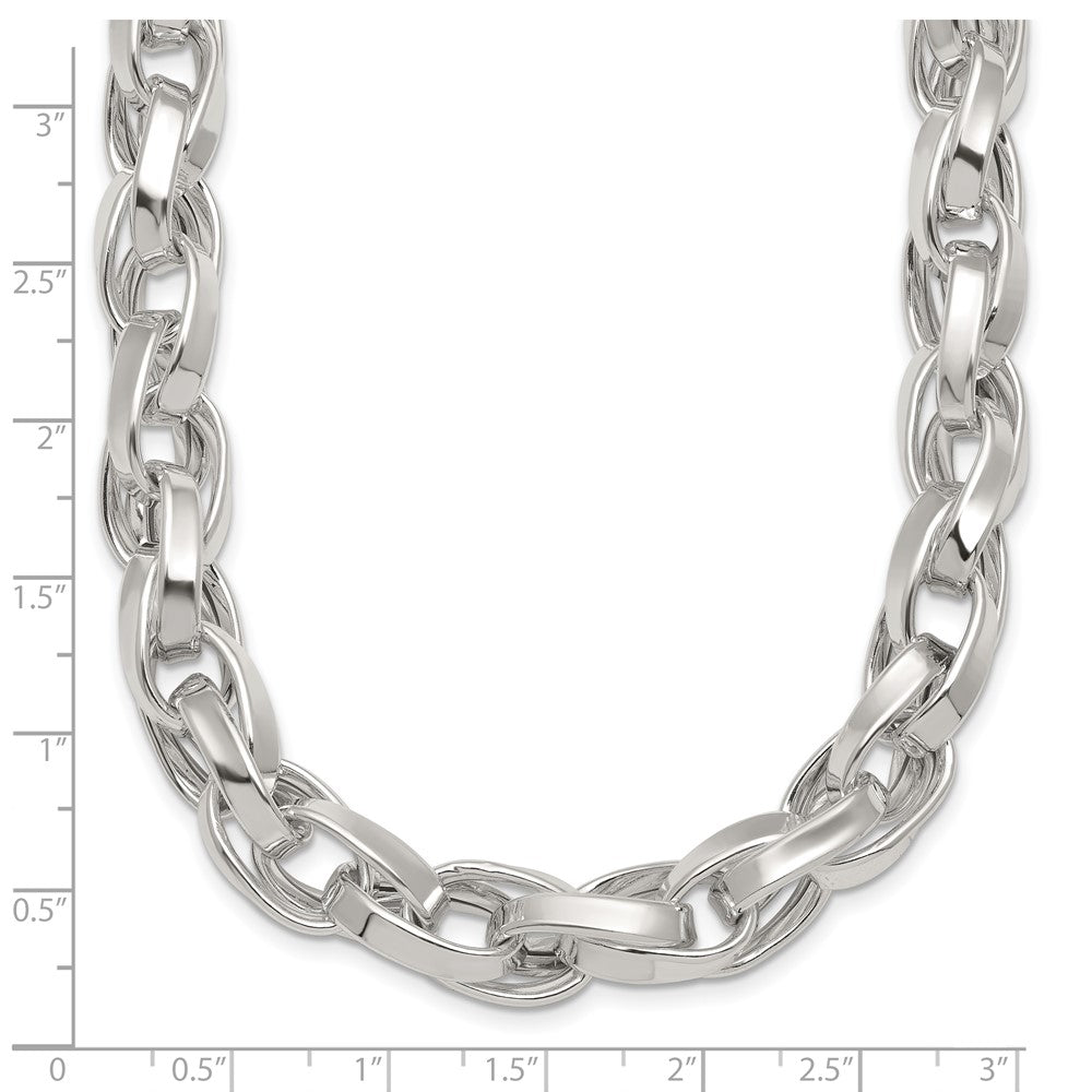 Sterling Silver Polished Double Twisted Link 18 Inch Necklace