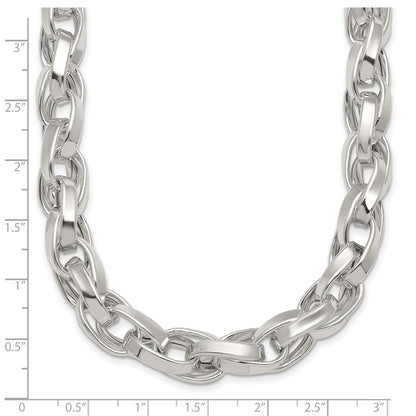 Sterling Silver Polished Double Twisted Link 18 Inch Necklace