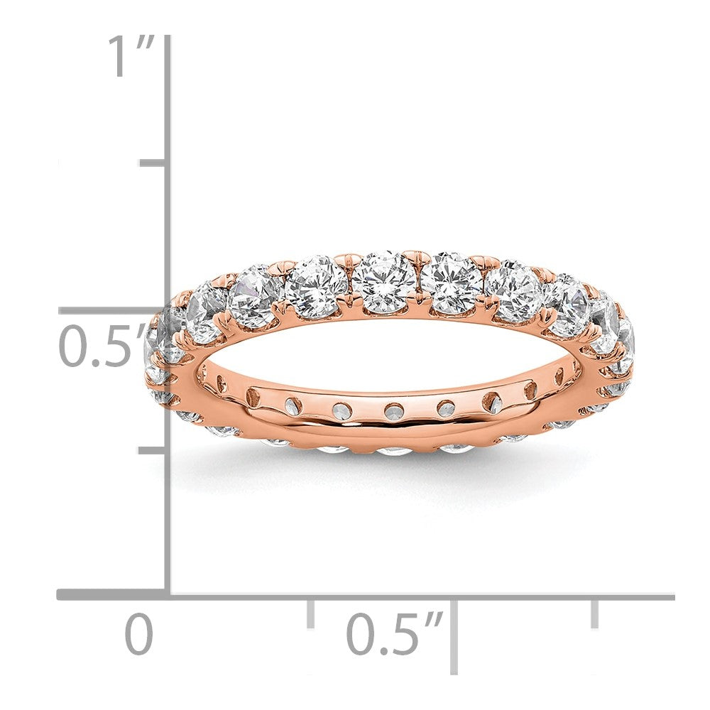14K Rose Gold Polished Size 6 U-Shared Prong 2 carat Diamond Complete Eternity Wedding Band Ring