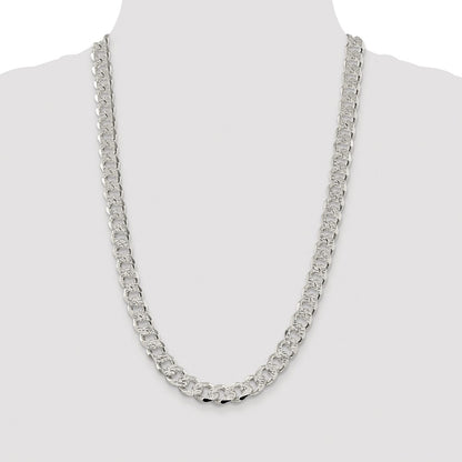 Sterling Silver Rhodium-plated 11.0mm Pav‚ Curb 26 Inch Chain
