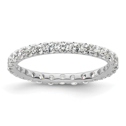 14K White Gold Polished Size 5 U-Shared Prong 1 carat Diamond Complete Eternity Wedding Band Ring