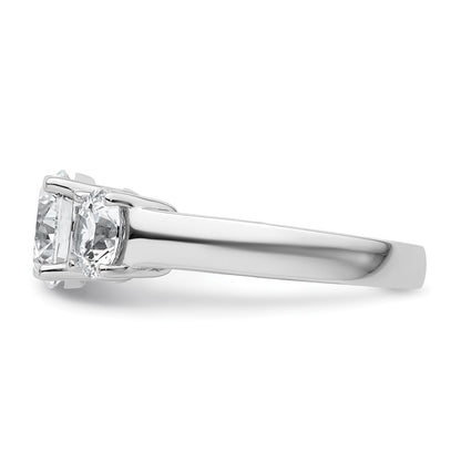 14K White Gold 3 carat Certified Lab Grown Diamond VS+ F+ Three Stone Complete Engagement Ring