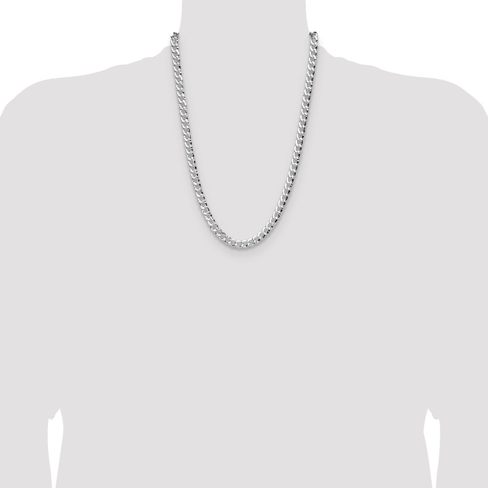 Sterling Silver 7.6mm Hammered Curb 24 Inch Chain