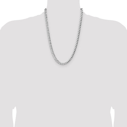 Sterling Silver 7.6mm Hammered Curb 24 Inch Chain