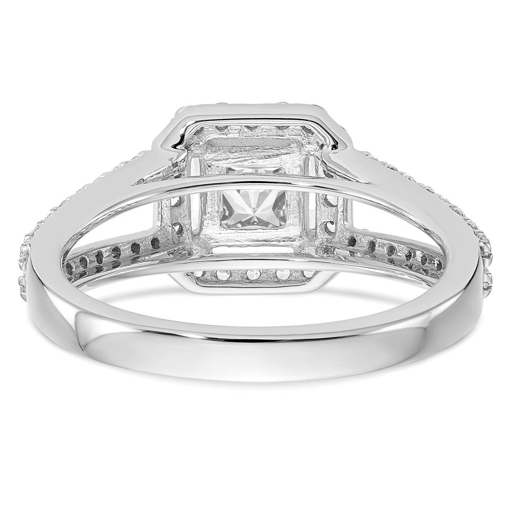 14K White Gold Halo Plus (Holds 1 carat (5.5mm) Princess Center) 1/2 carat Diamond Semi-Mount Engagement Ring