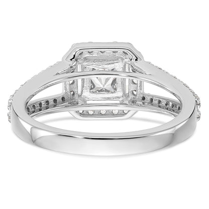14K White Gold Halo Plus (Holds 1 carat (5.5mm) Princess Center) 1/2 carat Diamond Semi-Mount Engagement Ring