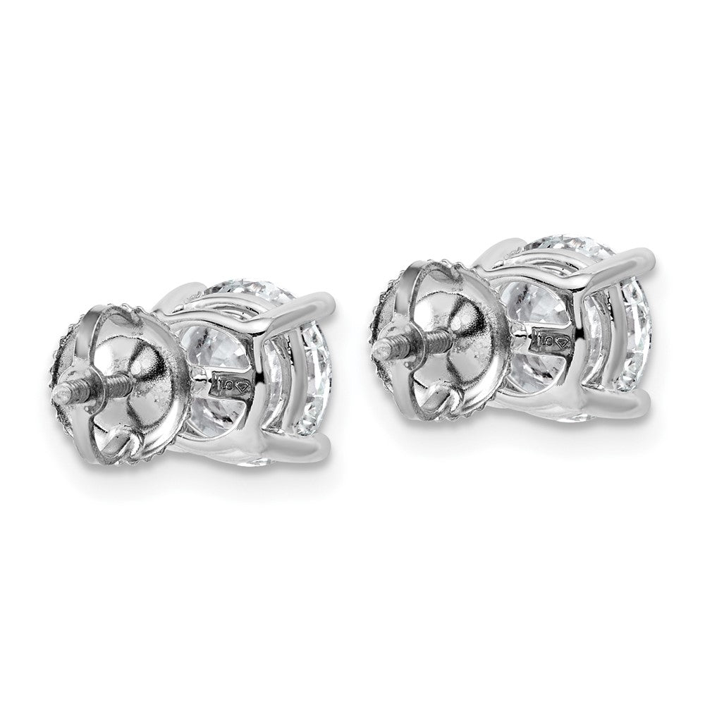 14K White Gold 4 carat Lab Grown Diamond VS/SI+ G+ Round Complete Four Prong Lightweight Screwback Stud Earrings