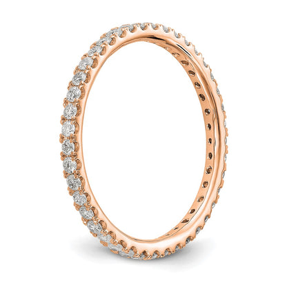14K Rose Gold Polished Size 7 U-Shared Prong 1/2 carat Diamond Complete Eternity Wedding Band Ring