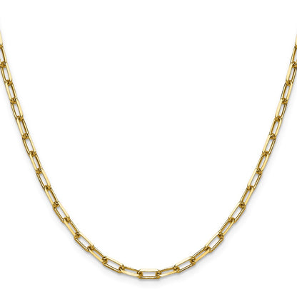 14K Yellow Gold 3.5mm Solid Beveled Paperclip Chain Necklace