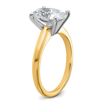 14K Two-Tone Gold 2 1/2 carat Certified Lab Grown Diamond VS+ F+ Oval Complete Solitaire Engagement Ring