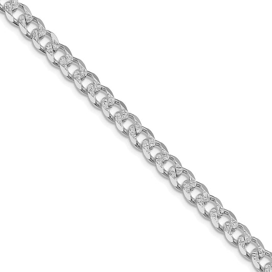 Sterling Silver Rhodium-plated 7mm Pav‚ Curb 22 Inch Chain