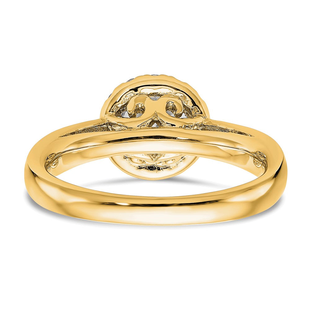 14K Yellow Gold Round Halo Diamond Semi-mount Engagement Ring