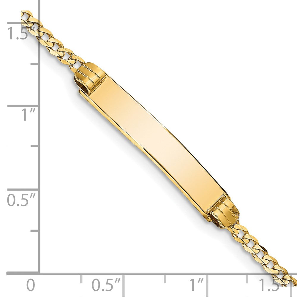 14K Yellow Gold Polished Solid Chain/Solid Plate Curb Link 25x5mm Plate 7 Inch ID Bracelet