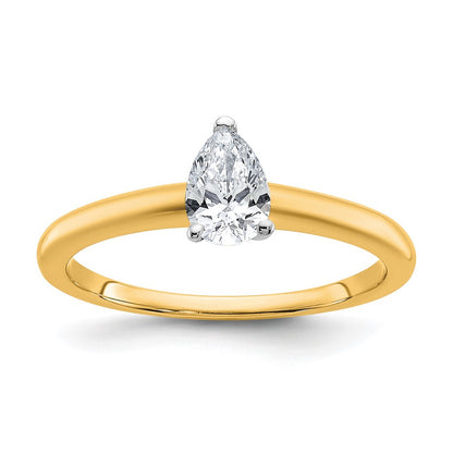14K Two-Tone Gold Two-tone 1/2 carat Lab Grown Diamond VS+ F+ Pear Solitaire Complete Engagement Ring