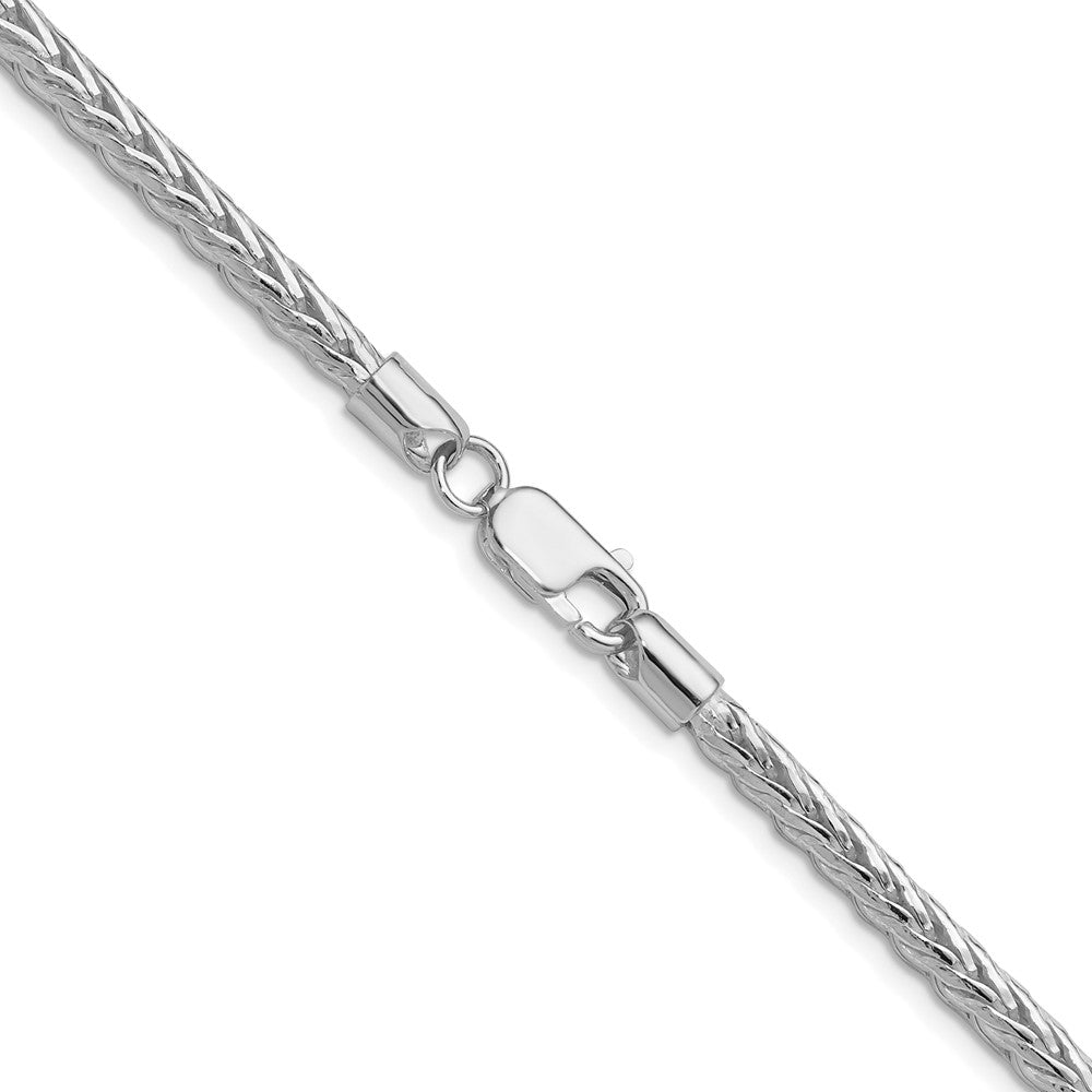 Sterling Silver Rhodium-plated 3.8mm Diamond-cut Round Franco 22 Inch Chain