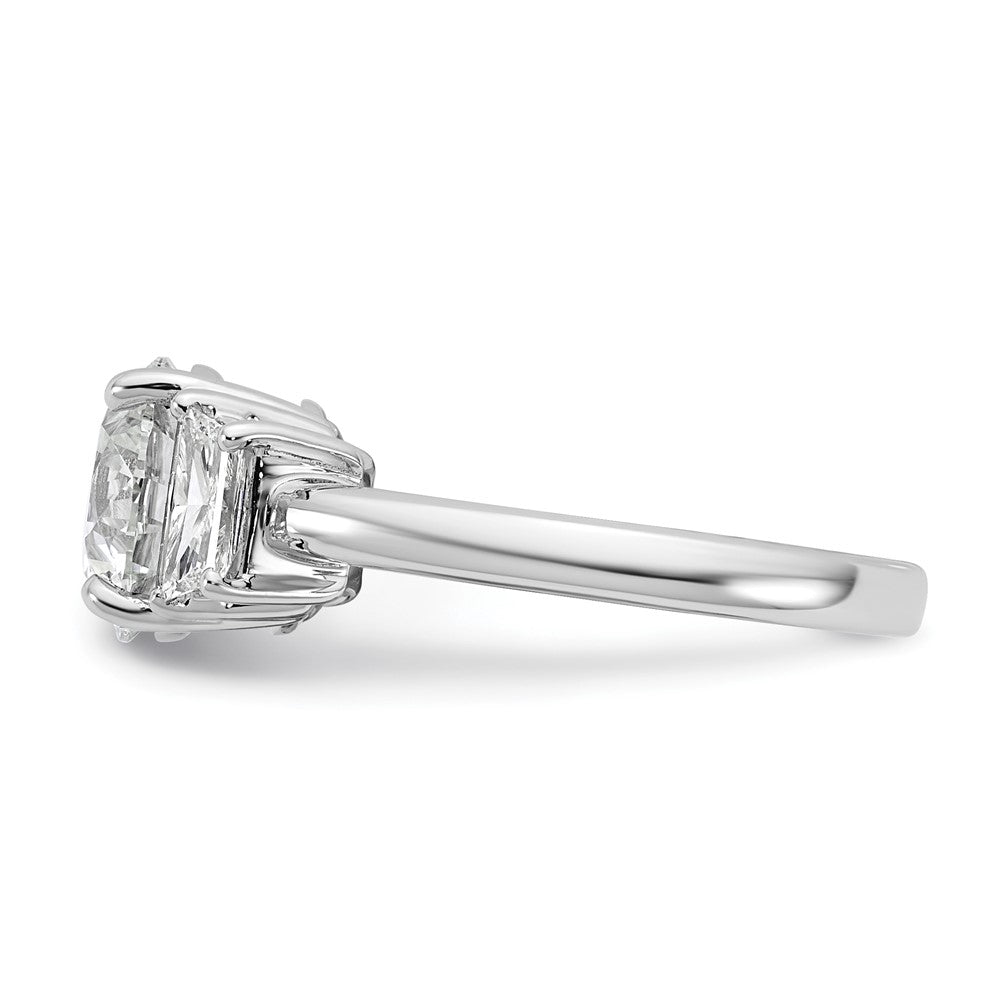 14K White Gold 3/4 carat Lab Grown Diamond VS+ F+ Trapezoid Sidestones Holds 2 1/2 carat Center Round Semi Mount Engagement Ring