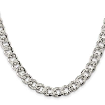 Sterling Silver Rhodium-plated 9.3mm Pav‚ Curb 26 Inch Chain