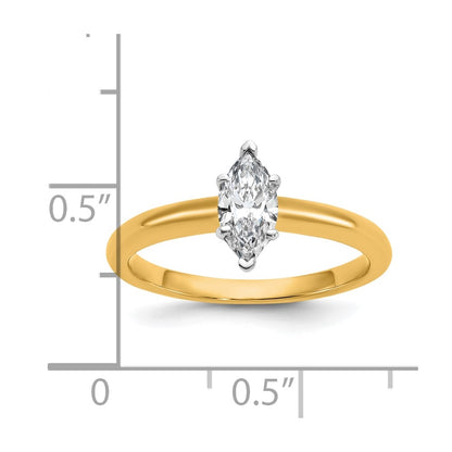 14K Two-Tone Gold Two-tone 1/2 carat Certified Lab Grown Diamond VS+ F+ Marquise Solitaire Complete Engagement Ring