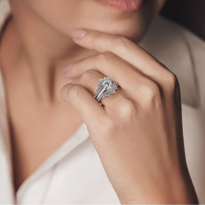 14K White Gold 1 1/2 carat Lab Grown Diamond VS+ F+ Round Complete Solitaire Engagement Ring