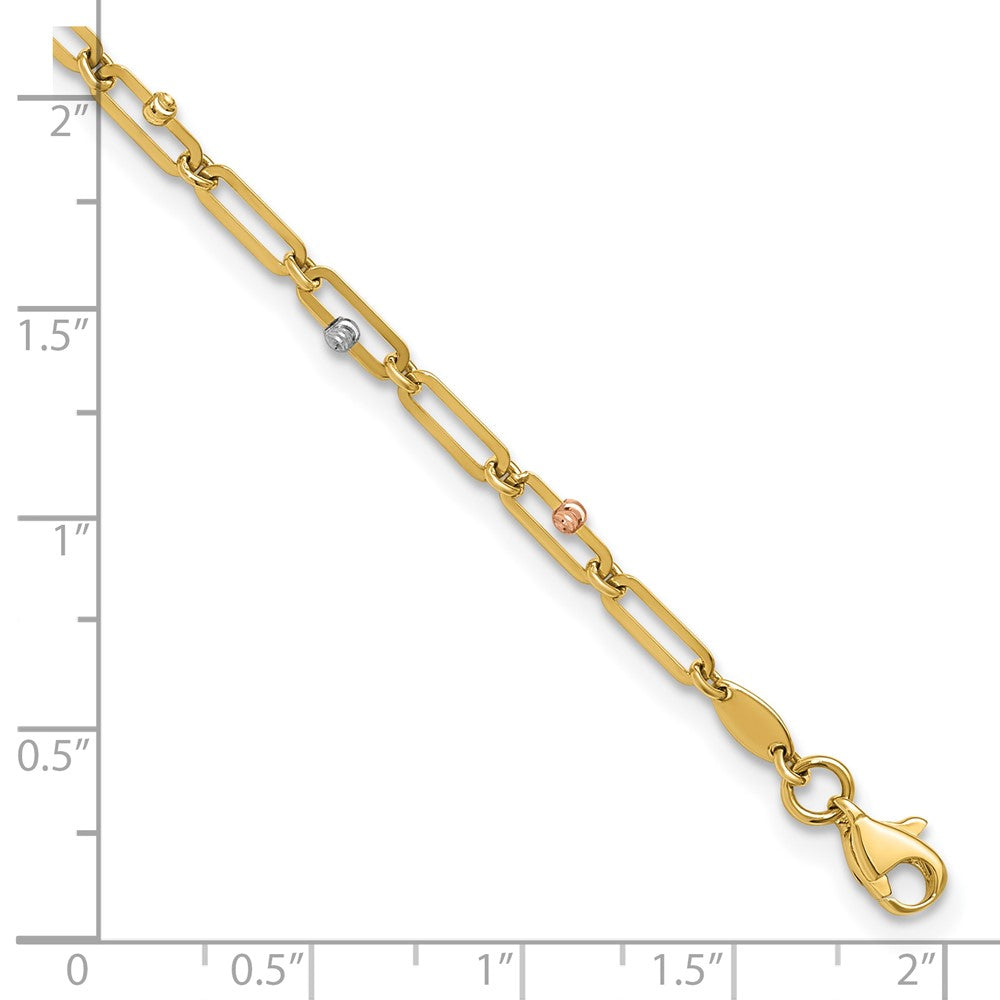 10K Tri-Color Gold Tri-color Polished and Diamond-cut 10in Anklet