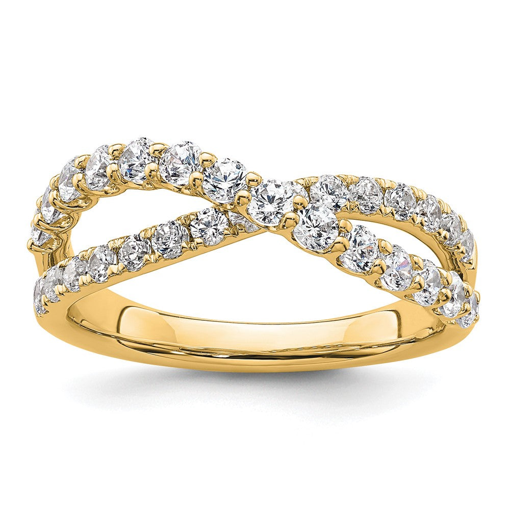 True Origin 14K Yellow Gold 1 carat Lab Grown Diamond VS+ F+ Complete Crisscross Wedding Band Ring