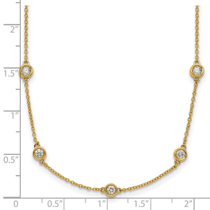 14K Yellow Gold Complete 1 carat Bezel-set Diamond and Cable Chain 17-Station 18 Inch Necklace