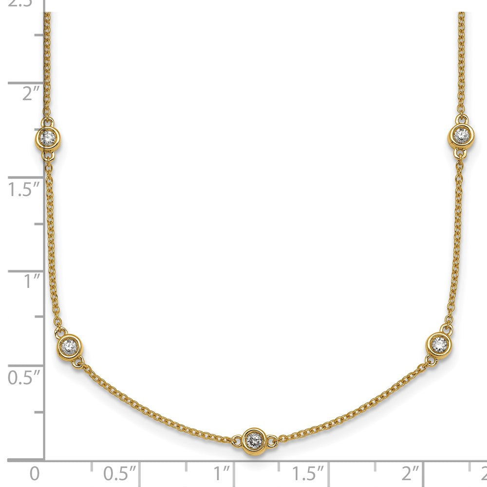 14K Yellow Gold Complete 1/2 carat Bezel-set Diamond and Cable Chain 13-Station 16 Inch Necklace
