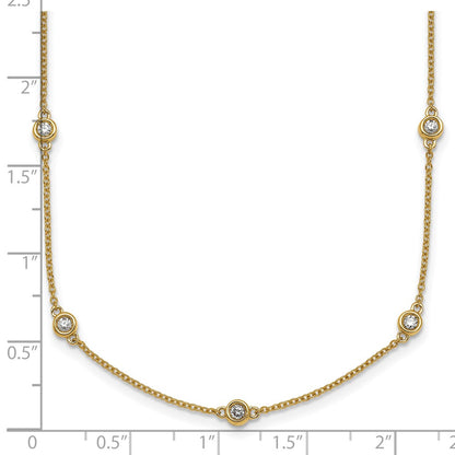 14K Yellow Gold Complete 1/2 carat Bezel-set Diamond and Cable Chain 13-Station 16 Inch Necklace