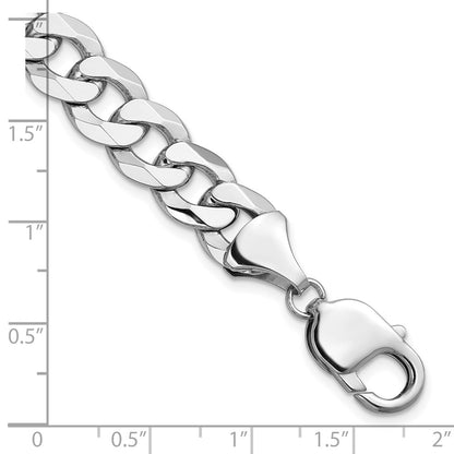 14K White Gold 9.5mm Flat Beveled Curb 8 Inch Chain